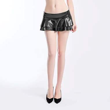 חצאית מטאלית סקסית קצרצרה צבע שחור ONE SIZE : image 1