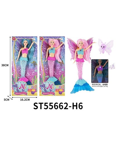 בובה בת הים עם אורות ומוסיקה
