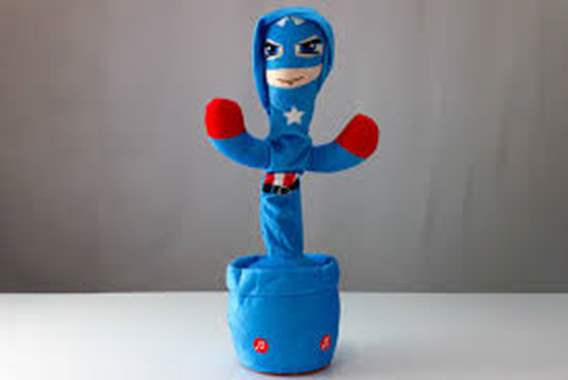 קקטוס קפטן כחול רוקד שר ומקליט עם אורות ומוסיקה : image 1