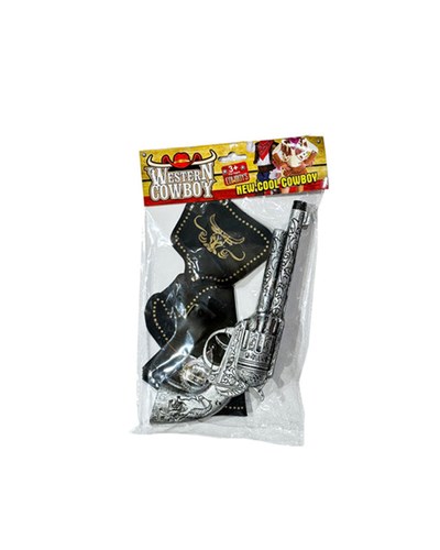 אקדח עם נרתיק דמוי עור / מיקס כסוף וזהב