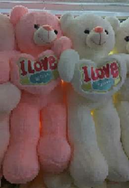 דובי בובת פרווה 1 מטר לבן\וורוד : image 1 דובי בובת פרווה 1 מטר לבן\וורוד : image 1