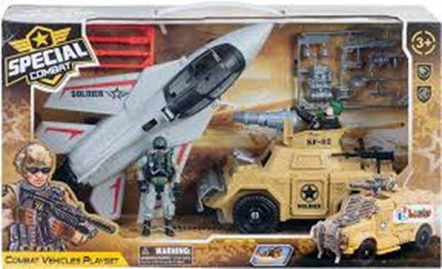 ערכת צבאית לילדים / כולל מטוס קרב, רכב שטח, וחייל : image 1