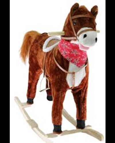 סוס נדנדה מעץ מוזיקלי מזיז פה וזנב