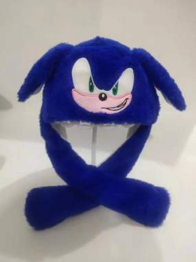 כובע פומטה דמוי סוניק כחול אוזניים מקפצות עם אורות לד : image 1